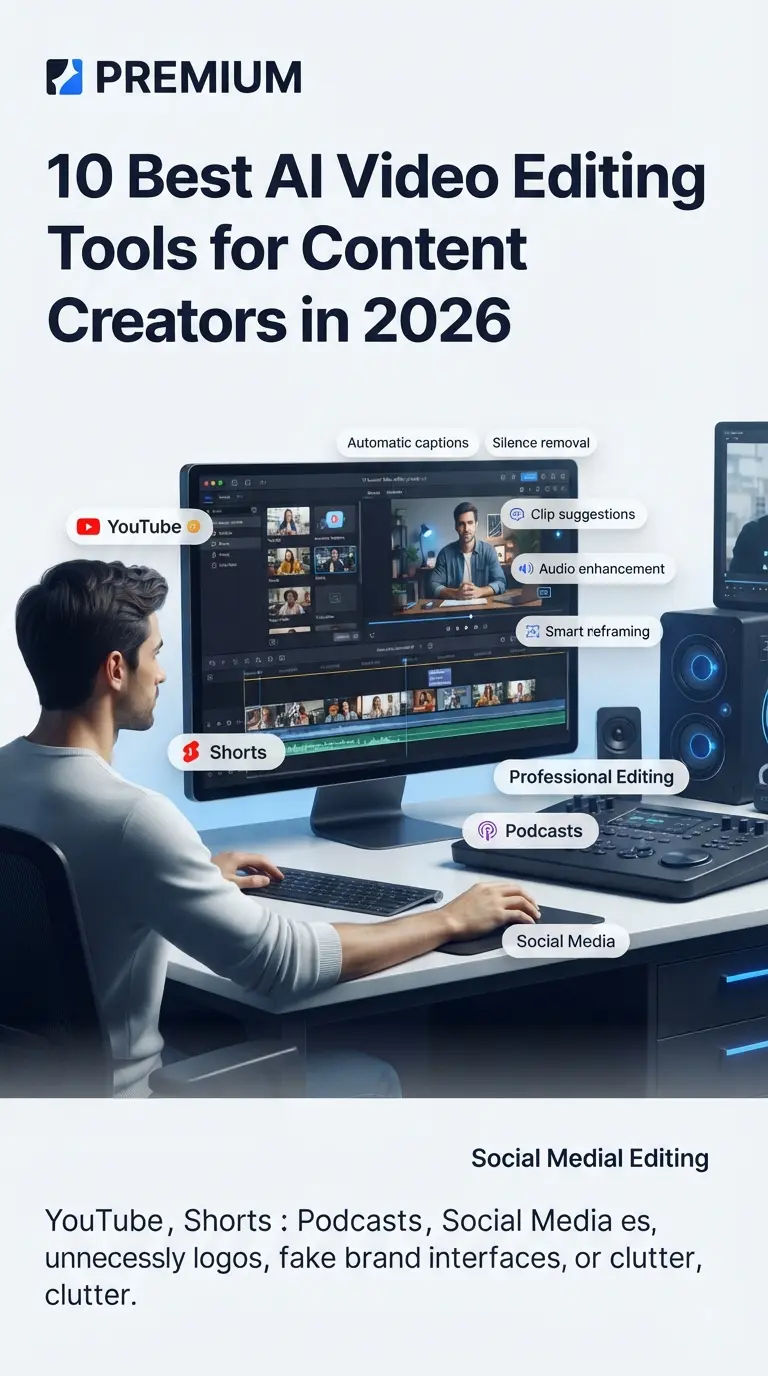Best AI video editing tools for content creators using AI-assisted editing for YouTube, Shorts, podcasts, and social media.